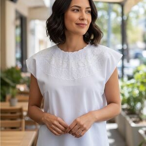 Elegant White Lace Trim Top